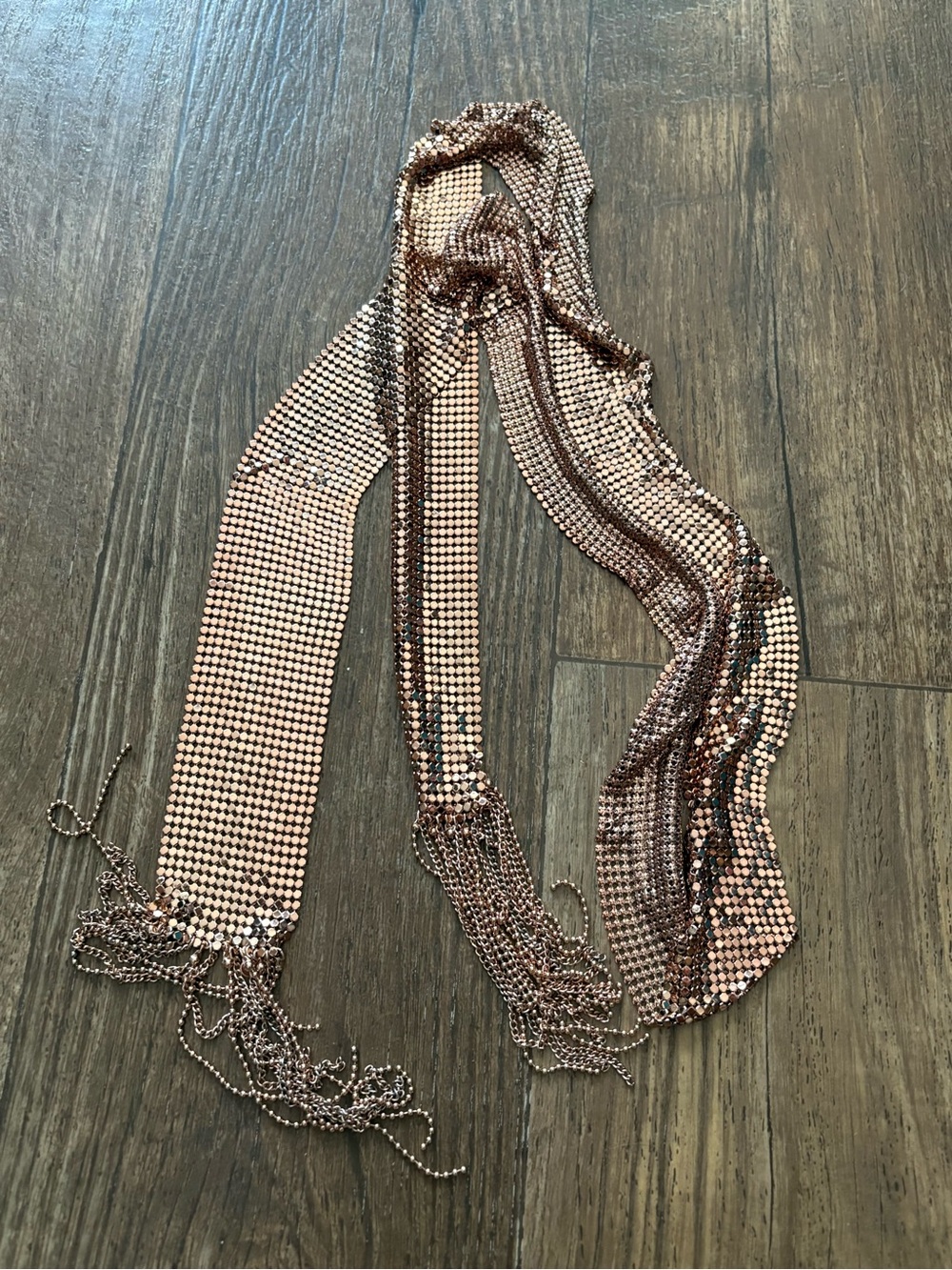 Rose Gold Mesh Chain Scarf Necklace